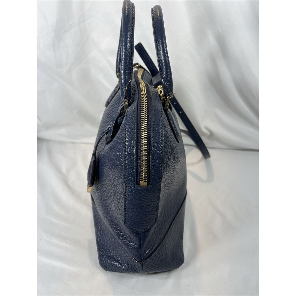 Michael Kors Large Dome Satchel Leather Handbag - Pebbled Navy - Picture 8 of 16